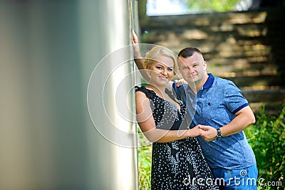 Adult couple strolls in the fresh Stock Photo