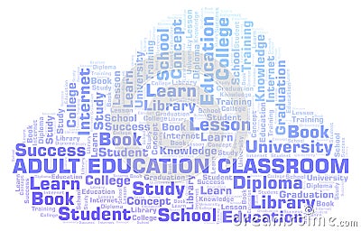 Adult Education Classroom word cloud. Stock Photo