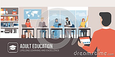 Adult education and lifelong learning Vector Illustration