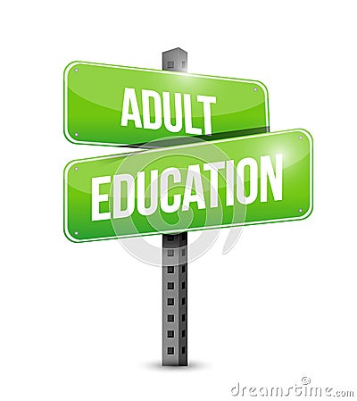 Adult education road sign illustration design Cartoon Illustration