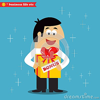 Adult employee got his annual salary bonus Vector Illustration