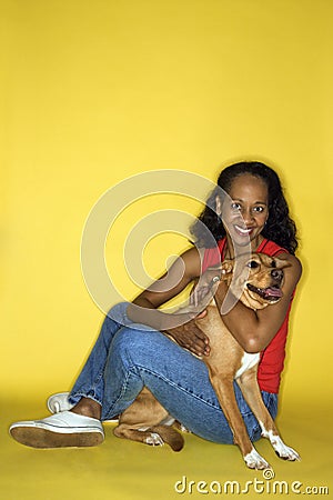 Adult female with dog. Stock Photo