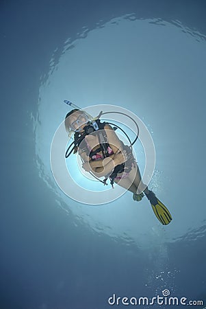 Adult Female Scuba Diver In Bikini Stock Photos - Image 