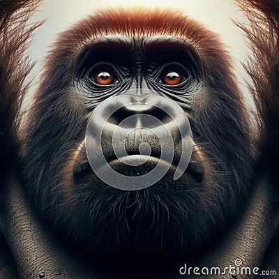 Adult gorilla peers into viewpoint, in unique portrait Stock Photo