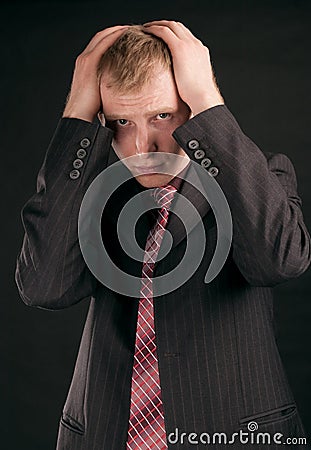 Adult guy on black backout Stock Photo