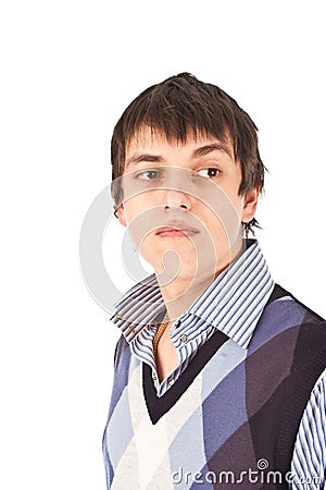 Adult guy on isolate backout Stock Photo