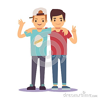 Adult guys, men, two best friends. Friendship vector concept Vector Illustration
