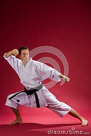 Adult karate black belt Stock Photo