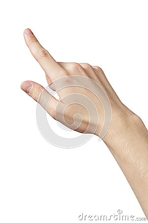 Adult man hand clicking or pressing something Stock Photo