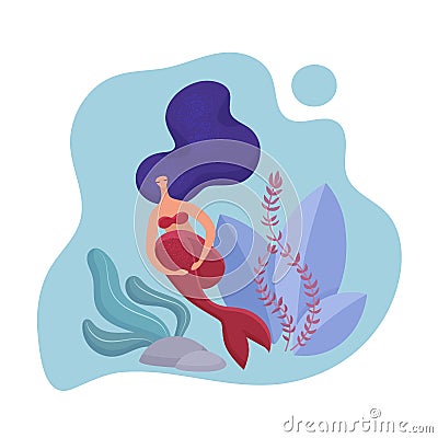 Adult mermaid woman volumetric design. Template for design cards, notebook, shop store, poster vector illustration. Vector Illustration