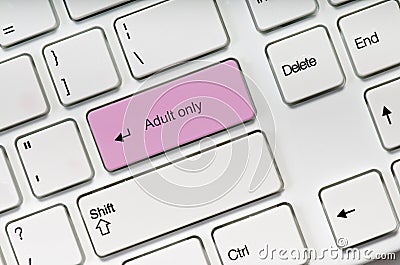 Adult only pink key button Online sex concept Stock Photo