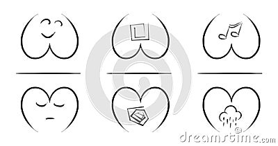 Adult`s Scribble Series 1: People`s Different Hearts Between Lines Stock Photo