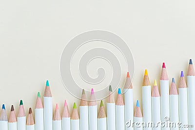 Adult and school chrildren coloring equipment, colour pencil on Stock Photo