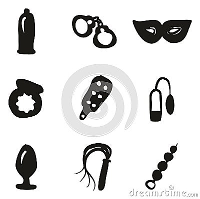 Adult Sex Toys Icons Freehand Fill Vector Illustration