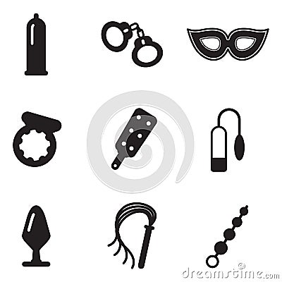 Adult Sex Toys Icons Vector Illustration