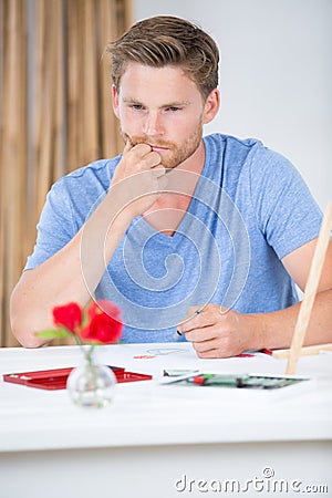 Adult studying at art school Stock Photo