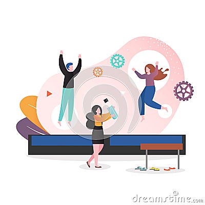 Adult trampoline vector concept for web banner, website page Vector Illustration