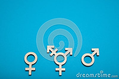 Adult transgender symbol, bisexual boy concept. Copy space for text Stock Photo