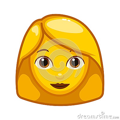 Adult woman Large size of yellow emoji face Vector Illustration