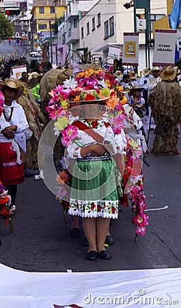 Adult woman with traditional dress and flowers Editorial Stock Photo