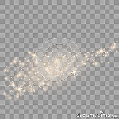 Gold sparks and golden stars Vector Illustration