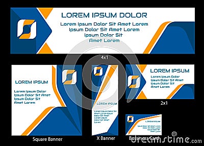 ADV PACK 5 blue yellow white company banner backdrop advertisement corporate set or pack Vector Illustration