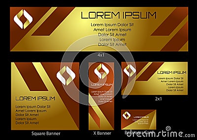 Gold luxury gradient company banner backdrop advertisement corporate design set or pack Vector Illustration