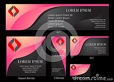 Pink and Black Soft gradient company banner backdrop advertisement corporate design set or pack Vector Illustration