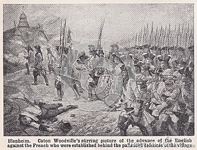 The advance of the English at Blenheim by Richard Caton Woodville. Editorial Stock Photo