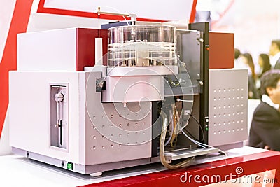 Advance technology Atomic Absorption Spectrophotometer device of lab for analysis chemical element by absorption optical radiation Stock Photo