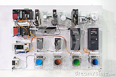 Advance technology automatic Programmable Logic Controller PLC and many of high precision and accuracy equipment circuit Stock Photo