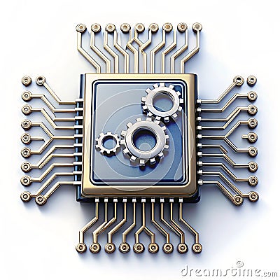 Advanced AI Chip with Digital Networks and Neural Pathways Stock Photo