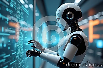 Advanced AI-Driven Robot Tasks Stock Photo