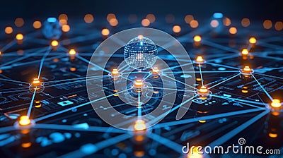 Advanced AI network visualized on a digital interface for social media analytics. Artificial Intelligence and social media Stock Photo