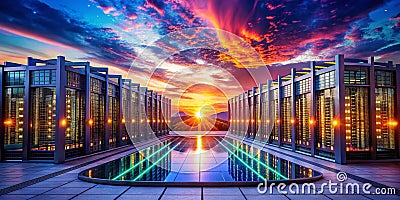 Advanced AI SpeechtoText Technology Powers a CuttingEdge Data Center An Aerial Perspective Unveiling FutureForward Stock Photo
