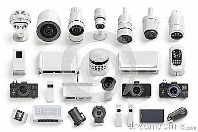 Advanced alarms and smart technology visually confirm the security concept, deterring unauthorized access with connected surveilla Cartoon Illustration