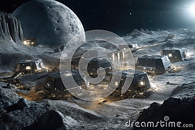 advanced asteroid mining facility in operation Stock Photo