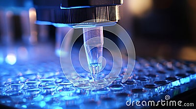 Advanced bioinformatics using cutting-edge tech and precision pipetting techniques Stock Photo