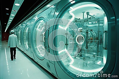 advanced biological laboratory for body cultivation. futuristic biolab Stock Photo