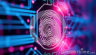 Advanced biometric fingerprint authentication system. Secure access via high-tech biometric scan. Modern tech for secure entry, Stock Photo