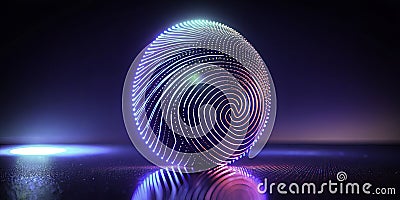 Advanced Biometric Security A Futuristic 3D Fingerprint Scan Illuminates Digital Identity Verification and Protection Stock Photo