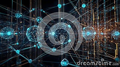 Advanced Blockchain Visualization with Digital Signatures and Robust Secure Network Integration Stock Photo