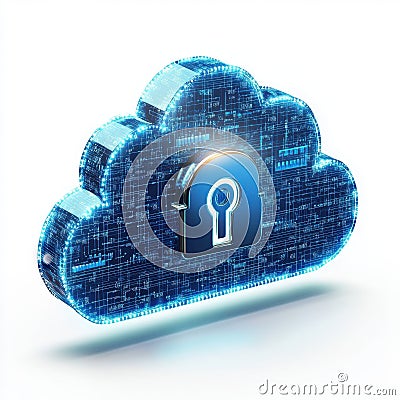Advanced Cloud Encryption Security Concept Featuring a Lock on Top of a Cloud Symbolizing Data Protection and Privacy in Stock Photo