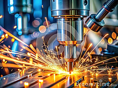 Advanced CNC Machine Precision Drilling Futuristic Automation in Action Stock Photo