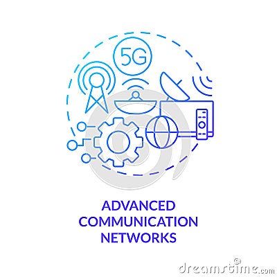 Advanced communication networks blue gradient concept icon Vector Illustration