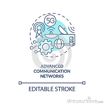 Advanced communication networks turquoise concept icon Cartoon Illustration