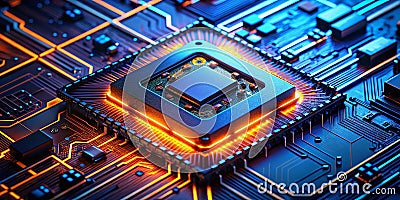 Advanced Cybersecurity Chip Technology A Glowing Deep Dive into CuttingEdge PCB Design for Enhanced Data Protection Stock Photo