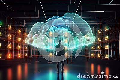 Advanced Cybersecurity Powered Mind Network Management. AI Stock Photo