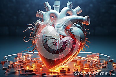 Advanced 3d pulse medicine heart. Generate Ai Stock Photo