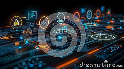 Advanced Data Dashboard with Interactive Security and Analytics Stock Photo